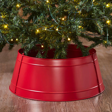 Christmas Tree Collar Metal Barn Red/Burgundy/Charcoal 8x20x20 VHC Brands - The Fox Decor